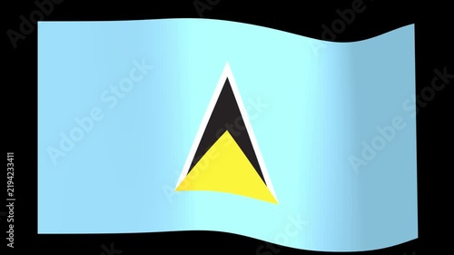 Waving flag of Saint Lucia on a black background, representing national pride and patriotism