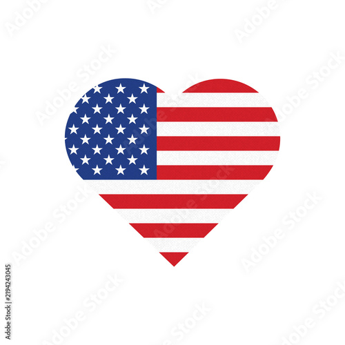 Patriotic Heart Shape Graphic with Classic Stars and Stripes Design Representing American National Pride and Devotion to the United States of America