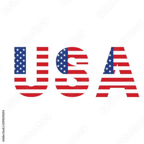 United States of America Typography Design Featuring Patriotic Stars and Stripes Flag Pattern Graphic Element