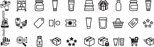 E-commerce Shopping and Product Essentials Icon Collection