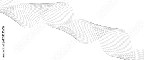 Minimalist abstract wave background with flowing grey lines, elegant curved ribbon design on white, modern geometric line art vector for corporate branding and digital presentations