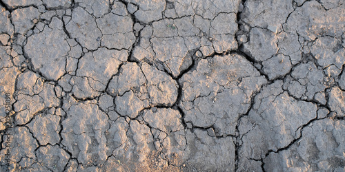 Obraz na plátně Cracked dry soil showing severe moisture loss, drought conditions and land degra