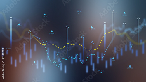Konstfotografi Data showing dollar currency fluctuations in financial market analysis