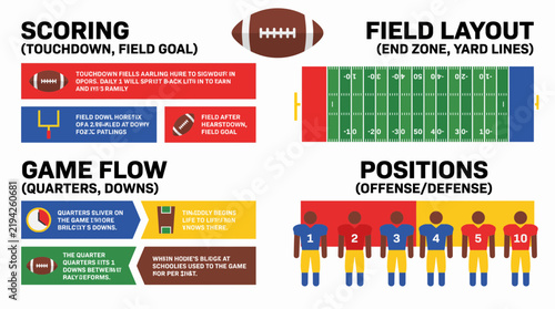 Obraz na płótnie American Football Rules Infographic Vector Illustration