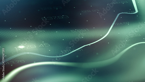 Graph shows stock exchange trading trends and data analysis in financial market