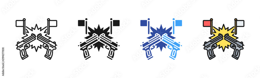 Obraz premium Coup Attempt icon set multiple style collection