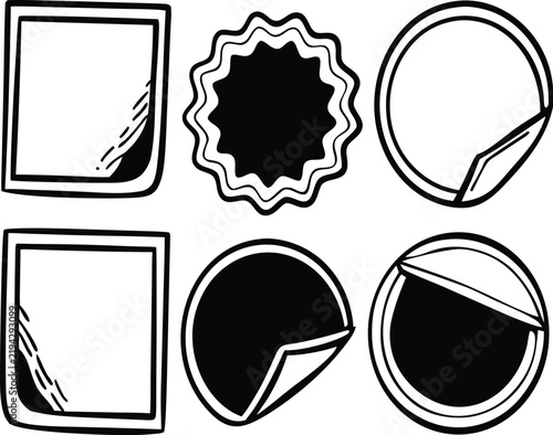 Blank Peel Corner Sticker Labels in Colorful Vector Style