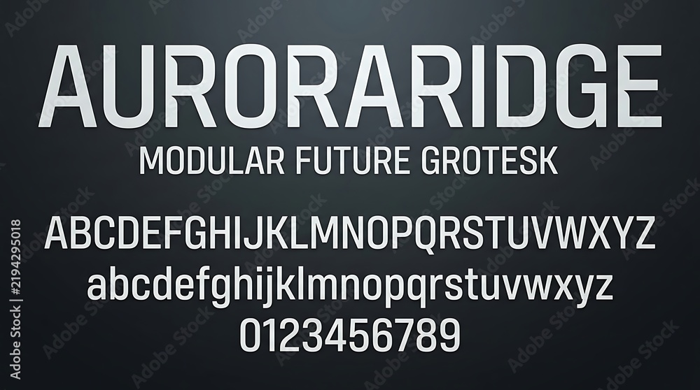 Fototapeta premium Modern Futuristic Sans Serif Font Display with Uppercase and Lowercase Letters