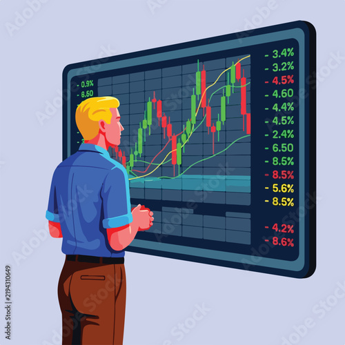 Man studies stock market chart