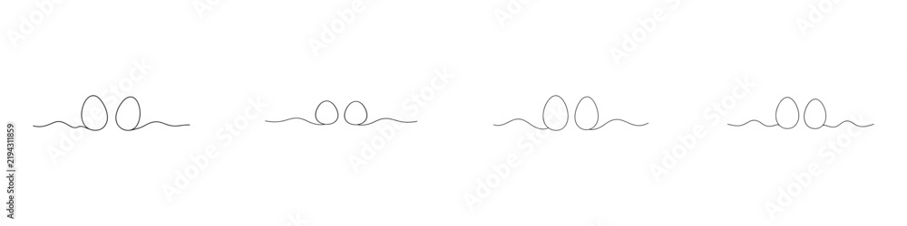 Obraz premium Doodle Easter egg banner in thin scribble line art for a spring, holiday, greeting, and festive fun.