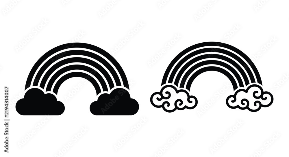 Obraz premium Rainbow silhouettes with cloud bases on a white background