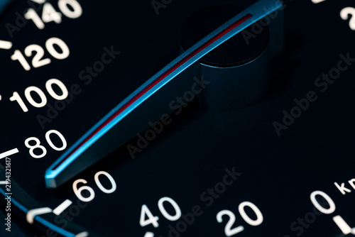 Low Speed detail with car odometer or tachometer macro shot