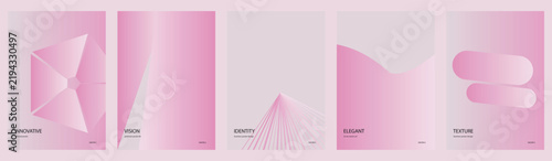 Pink gradient abstract background set featuring minimalist geometric shapes for modern social media templates and creative digital