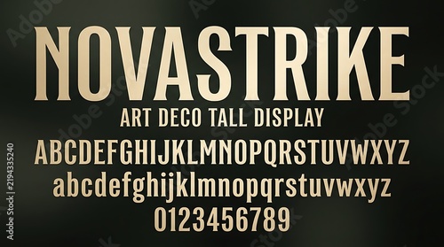 Novastrike Art Deco Tall Display Font Alphabet and Numbers