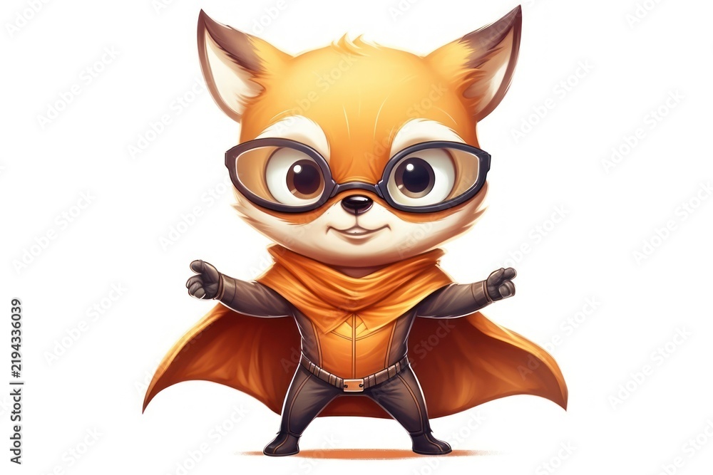 Fototapeta premium Cartoon animal cute white background.