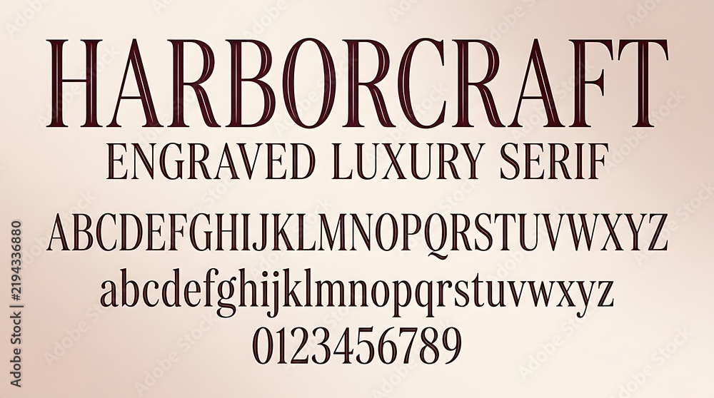 Fototapeta premium Harborcraft Engraved Luxury Serif Font Specimen Showcase