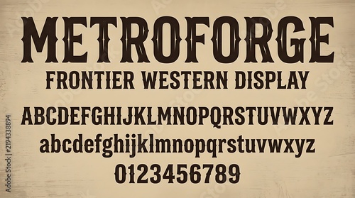 Vintage Western Display Font and Alphabet Set on Aged Paper Background