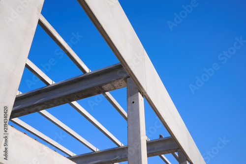Close-up of a precast concrete structure during the construction of a shopping mall.
