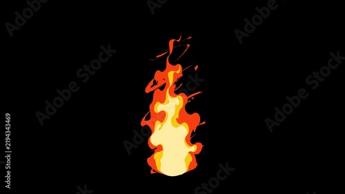 4k animated cartoon fire, Fire explosion 2D FX flash animation with cartoon fire