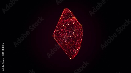 Heart Shaped Red Gemstone Made of Glowing Particles, 4K Seamless Loop