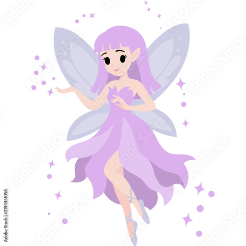 Magical Fairy With Sparkles Flat Cartoon
