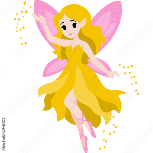 Magical Fairy With Sparkles Flat Cartoon