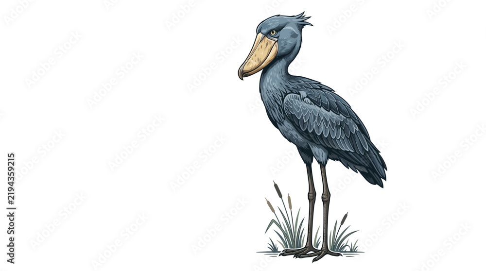Obraz premium black crowned night heron Shoebill_stork_vector_illustration