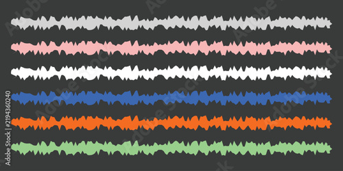 Colorful jagged lines repeating wave pattern on black
