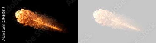 Obraz na plátně Fireball explosion effect with smoke and sparks
