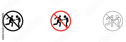 Obraz na płótnie No Fighting and Anti-Bullying Prohibition icon Vector Symbol, Violence Preventio