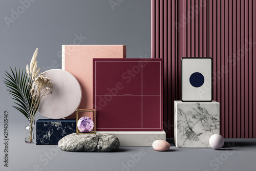Modern business style design mood board geometric decor objects composition