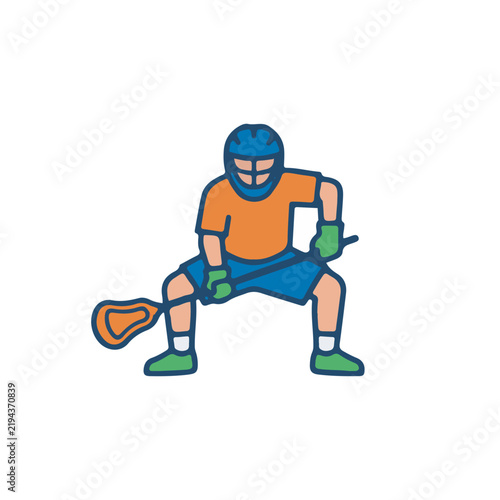 Lacrosse Player Flat Vector Icons Set