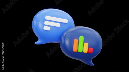 Business Data Chat Bubble Analytics Bar Chart
