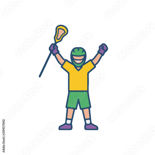 Lacrosse Player Flat Vector Icons Set