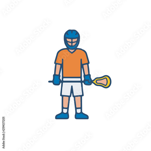Lacrosse Player Flat Vector Icons Set