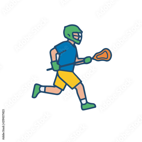 Lacrosse Player Flat Vector Icons Set