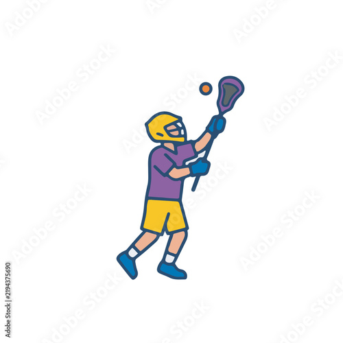 Lacrosse Player Flat Vector Icons Set