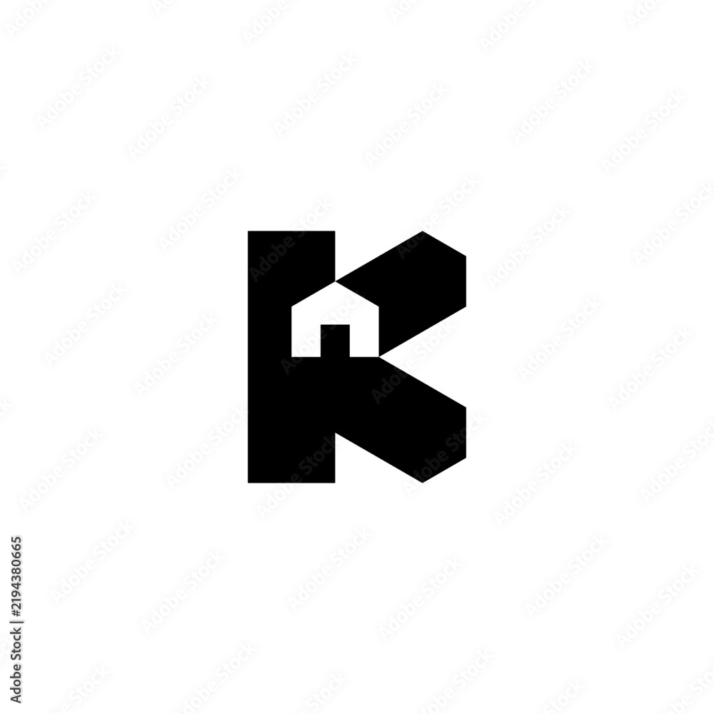 Fototapeta premium Letter K House negative space logo vector