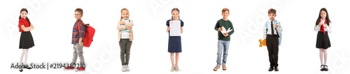 Education and back to school, diverse group of happy children standing in a r...