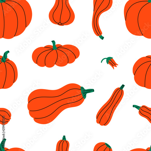 Orange pumpkins seamless pattern