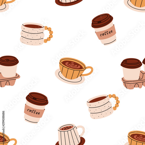 Cute coffee seamless pattern