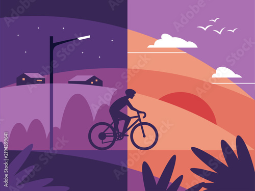 summer evening ride modern illustration