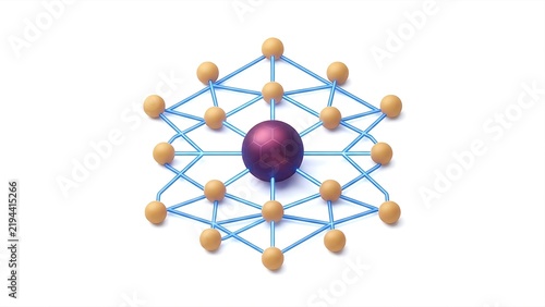 Distributed Network Architecture with Interconnected Nodes 3D Isometric Icon Isolated on White Background