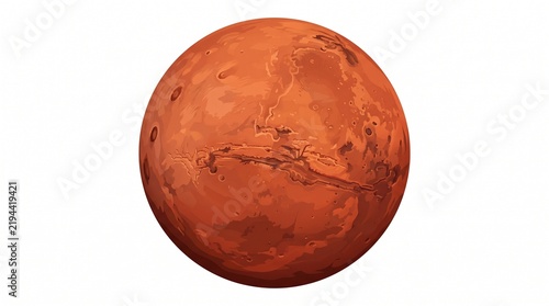 Red Mars planet vector illustration.