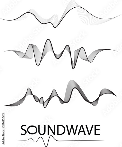 Sound waves equalizer. Frequency audio waveform, music wave, voice graph signal in futuristic style HUD. Audio waves vector set