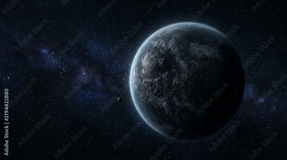 Obraz premium Realistic depiction of a planet in deep space with starry background