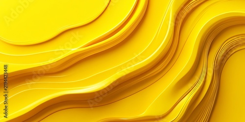 Abstract Yellow Background with Fluid Wavy Texture Lines Offering Minimalist Space for Text Design.
