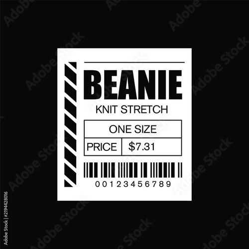 Beanie Knit Stretch Clothing Label Typography Design