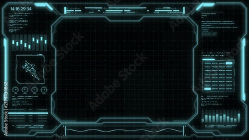 Digital HUD futuristic background motion graphic element cyber generated. Future technology interface data sci-fi display screen. Artificial intelligent analytic simulation, loop able video background