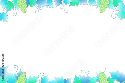 ぶどうとぶどうの葉の背景イラスト、季節のイメージ